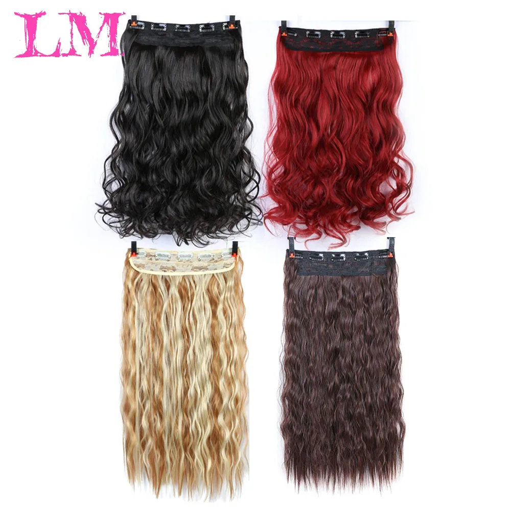 

LiangMo 24 Inch Invisible Wire Clip One Piece Halo Hair Extensions Secret Hairpieces Wave Straight Synthetic Fake