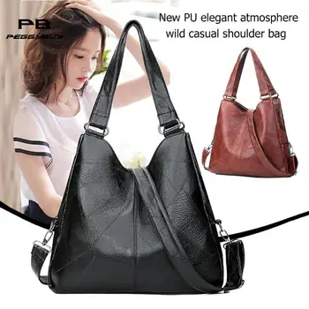 

Fashion Women Crossbody Messenger Bag PU Leather Soft Zipper Shoulder Handbags Large Capacity Solid Color Vintage Totes