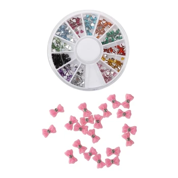 

20 Pcs 3D Sticker Nail Art Deco for Nail DIY with Rhinestone Arc Pink & 300 Pcs 2Mm 12 Colors Glitter Heart Nail Art UV Acrylic
