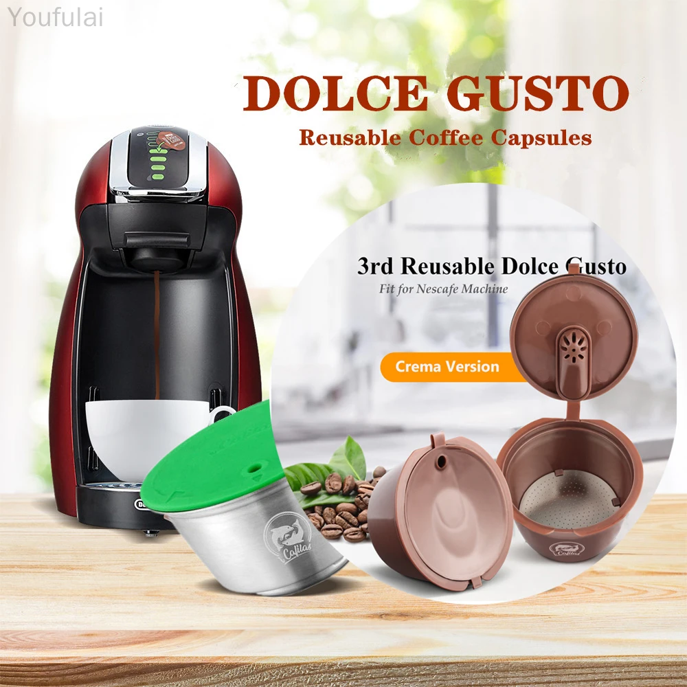 

Updated Reusable Coffee Capsule Dolce Gusto Plastic Crema Capsule Refillable Compatible with Nescafe Espresso Coffee Filters