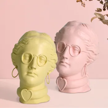 

ROMAN MYTHOLOGY BEAUTY GIRLS BUST HEAD PORTRAITS PINK STATUE RESIN CRAFTWORK HOME FURNISHING ARTICLES A1574