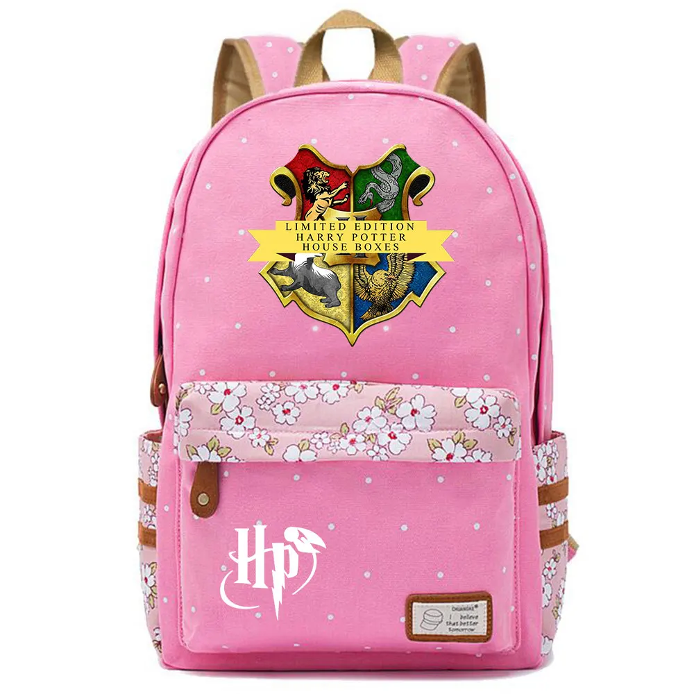 F0304 магический Хогвартс, школьный рюкзак с принтом логотипа, детский школьный рюкзак для девочек, женский рюкзак, Подростковый холщовый женский рюкзак - Цвет: F03-16