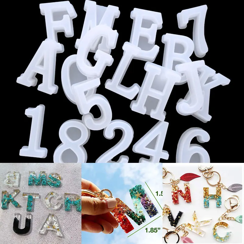 NOT AS LONG DIY Crystal Epoxy Silicone Mold English Letter Single Pinyin Pendant Keychain Resin Creative Handmade Jewelry |
