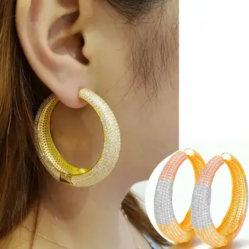 

missvikki Noble Luxury With Full Clear CZ Hoop Earrings Jewelry For Elegant Women Bridal Wedding Engagement Earrings Top Quality