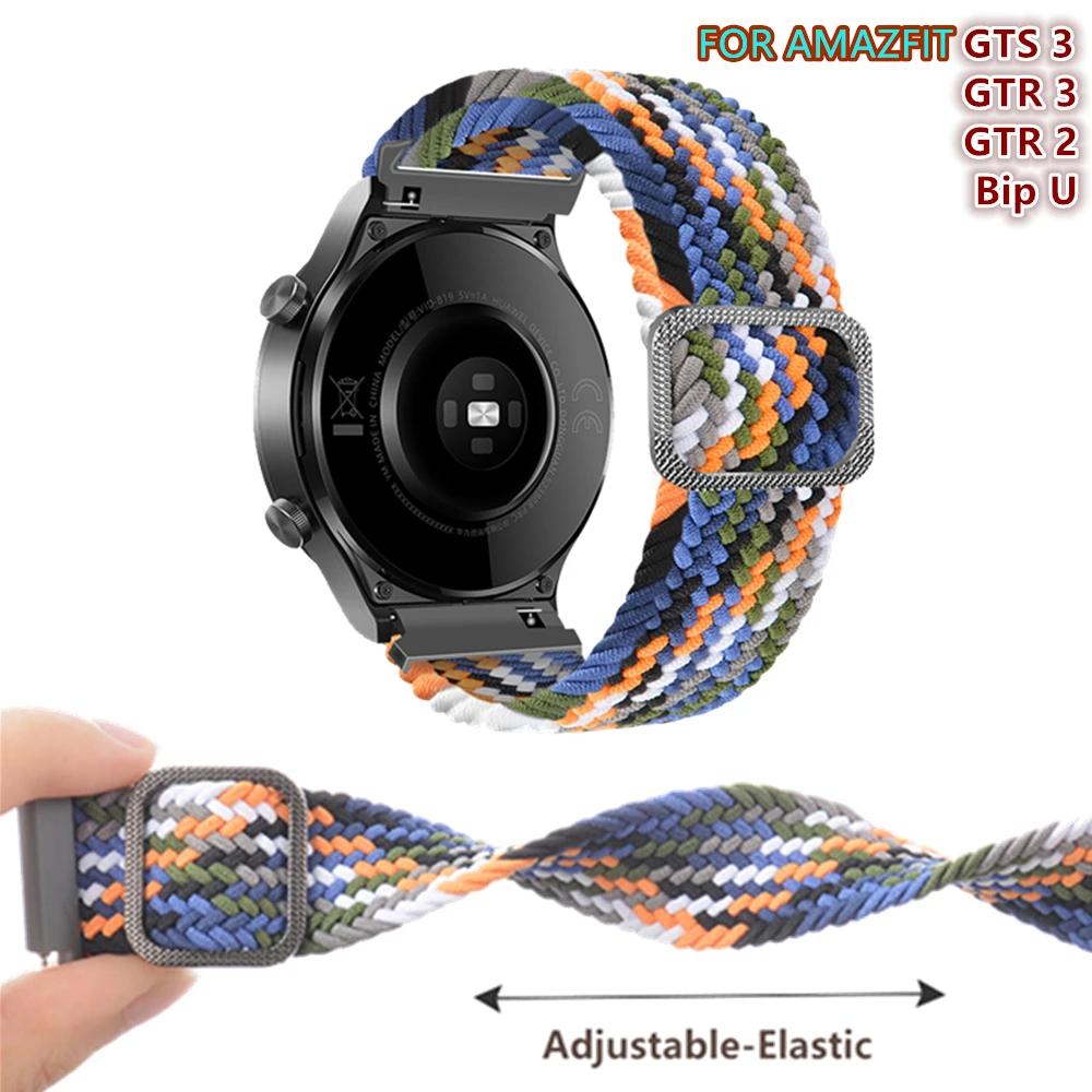 

Плетеный ремешок для часов Xiaomi Huami Amazfit GTS 3 GTR 3 Pro 2 2e Bip U Pro GTS 2 Mini GTR2, тканевый нейлоновый эластичный браслет
