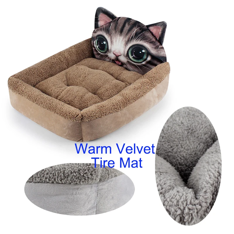 3D кровать для домашних животных диван коврики мультфильм дом зима теплый супер мягкий хлопок Собака котенок спальная кровать