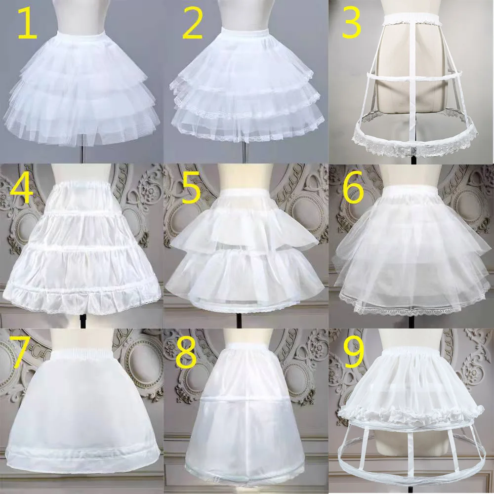 Girls Lolita Cosplay Wedding Petticoat Underskirt Party Short Dress Jupon Enfant Lolita Ballet Tutu Skirt Crinoline Slit