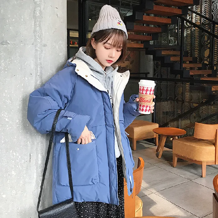 

2019 Autumn And Winter New Style Online Celebrity Casual CHIC down Jacket Women's Korean-style INS Workwear Hooded Cotton-padded