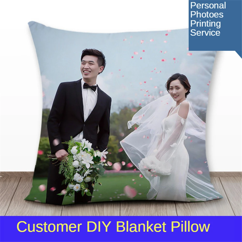 

B-LIFE Bed Pillow Blanket Flannel Decorative Cusion Pillow with Blanket Quilt 2-in-1 DIY Photo Pillow 17x17 Blanket 47X67