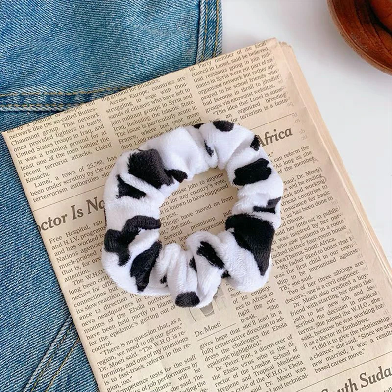 

New Cute Cow Print Scrunchies For Hair Ties Sweet Velvet Elastic Rubber Bands Women Hair Accessories Ponytail Holder For Girls