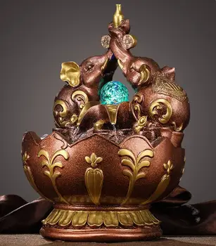 

Wealth elephant flowing water furniture feng Shui Fortune-seeking family living room table top with lamp fountain wealth transfe
