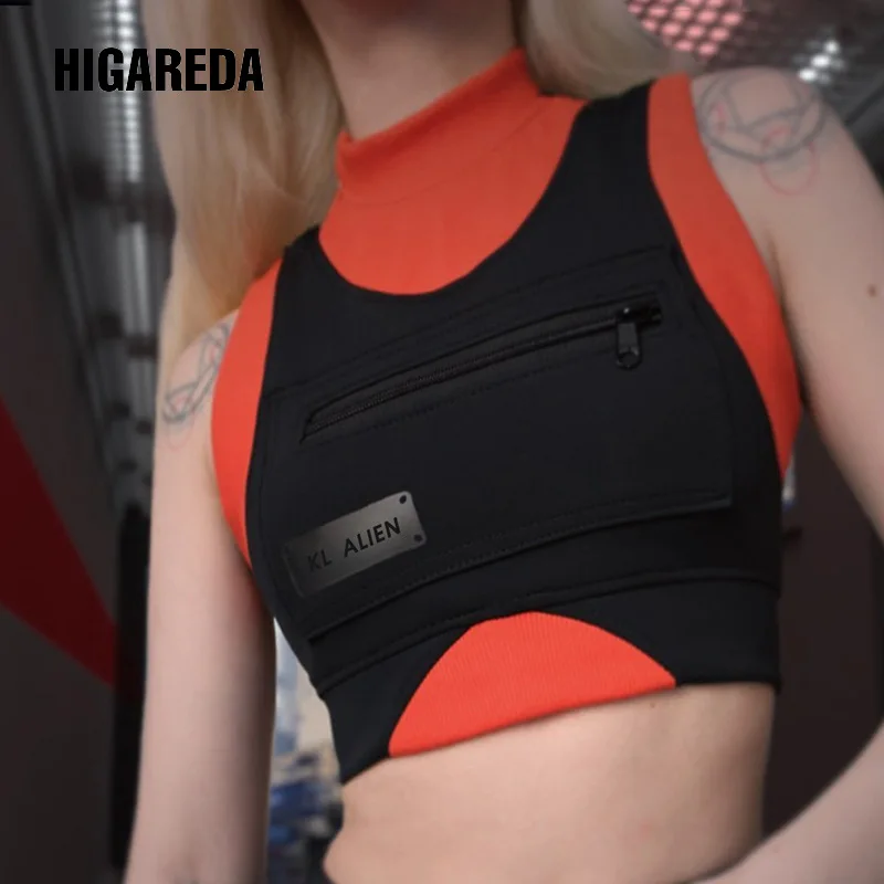 

women patchwork tand tops casual fitness short vest sleeveless streetwer slim female Harajuku sportwear clothes 2020
