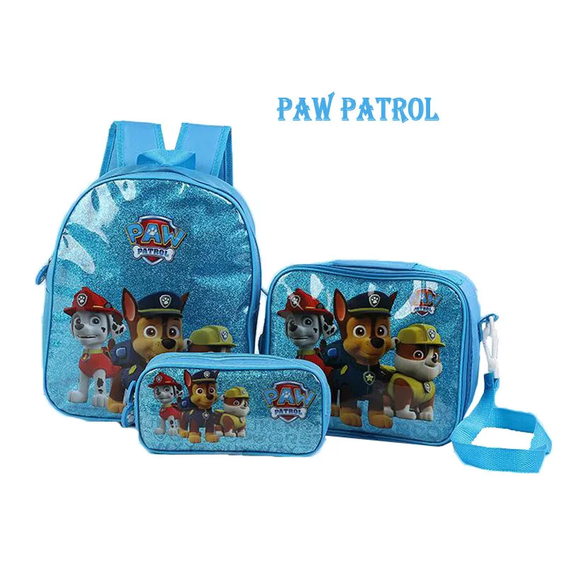 

Paw Patrol Pink Blue School Bag, Lunch Bag, Pencil Case, Three-piece Suit For 3-7 Year Old Children's Gift For Boys And Girls