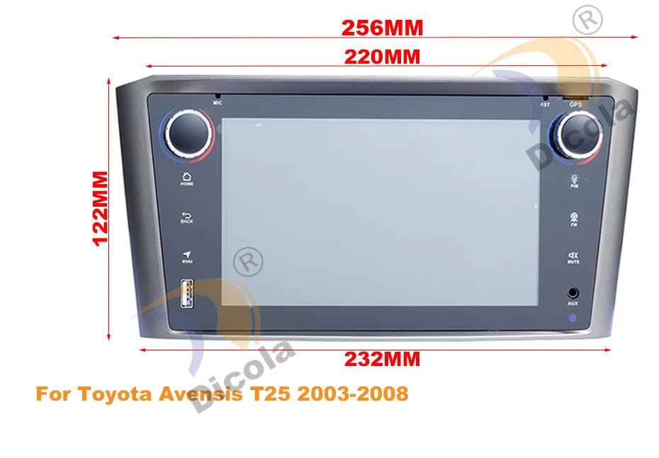 Sale 4G+64G Android 9 Car Radio GPS Multimedia Stereo DVD Player For Toyota Avensis T25 2003-2008 Auto Audio WIFI Video Navigation 0