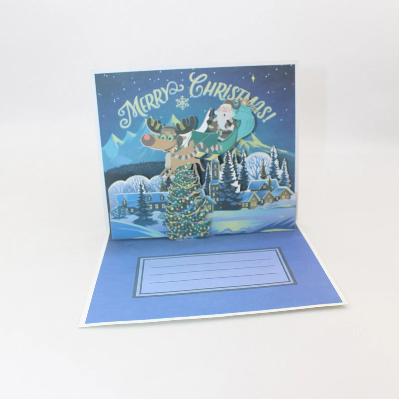  4 Styles 3D Handmade Cartoon Colorful Chrismas Party Paper Invitation Greeting Cards PostCard Merry - 4000314459897