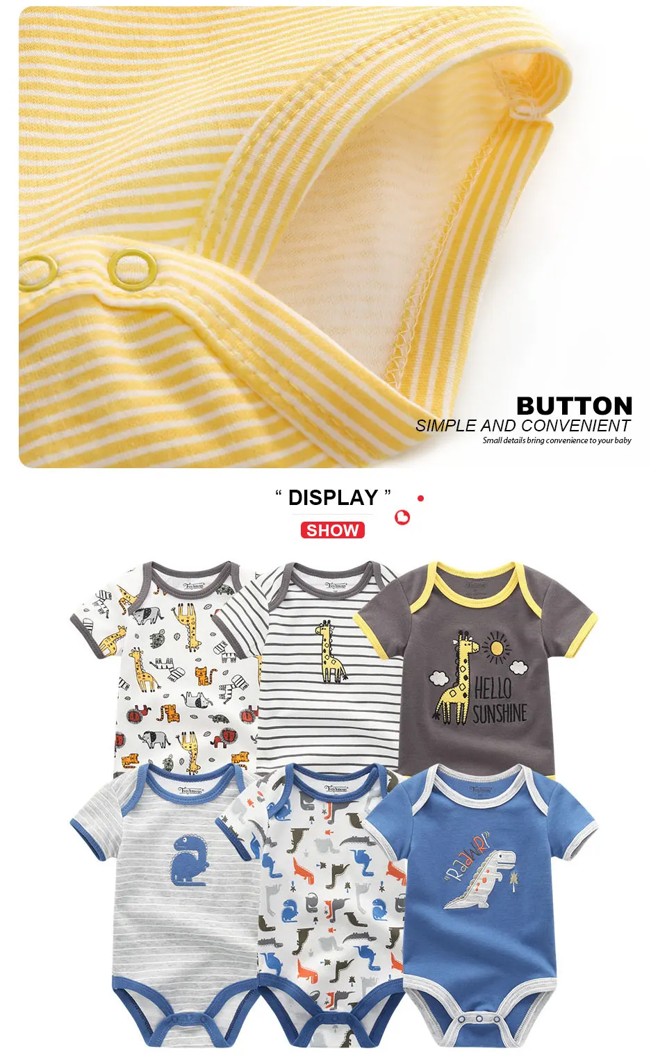 Uniesx Newborn Baby Bodysuits Clothing 6Pcs/Lots Infant Jumpsuits Cotton Children Clothes Baby Girls Boys Clothes Roupas de bebe