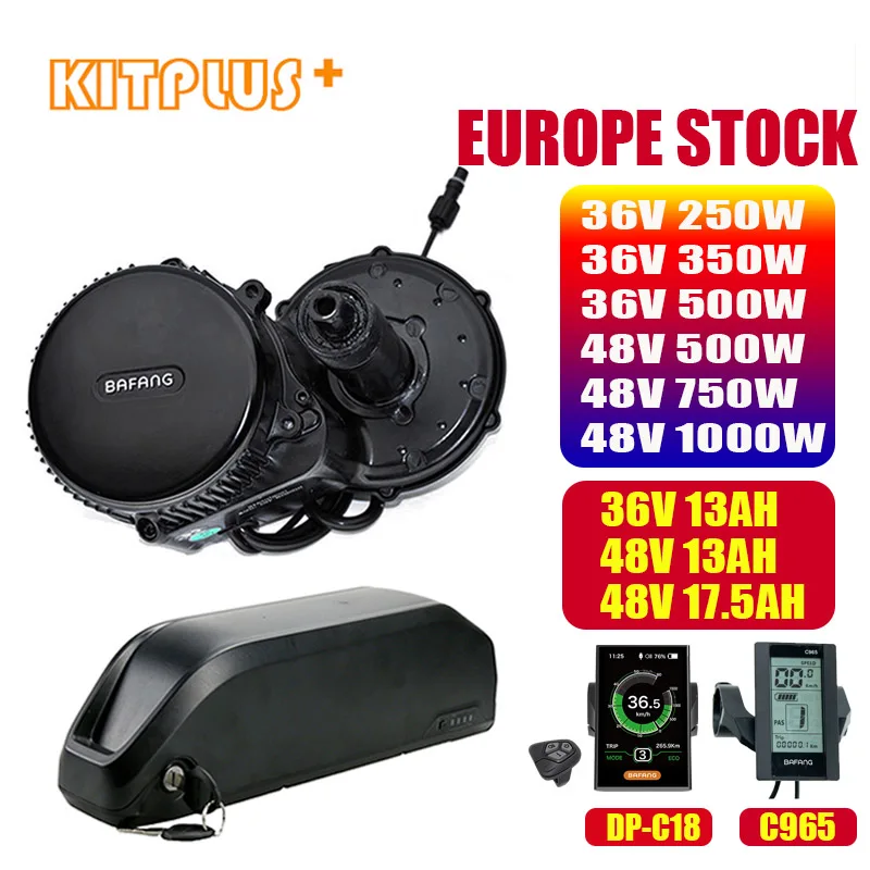 BBS01B BBS02B BBS02 BBSHD 48V 500 W/750 W/1000 W Средний привод электродвигателя комплект с 48V 17.5Ah литий-ионный аккумулятор вниз трубки, фара для электровелосипеда в Батарея