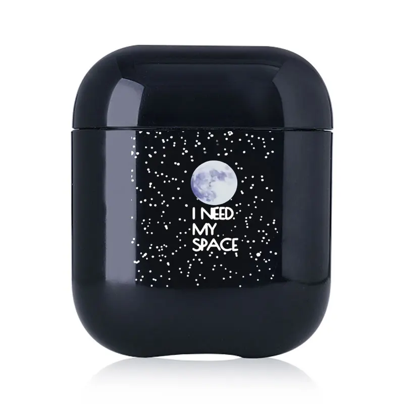 Черный арт абстрактный Космический Чехол для наушников Iphone Мода луна звезды планета любовь пара романтическая улыбка Air Pods жесткий чехол - Цвет: I01050S