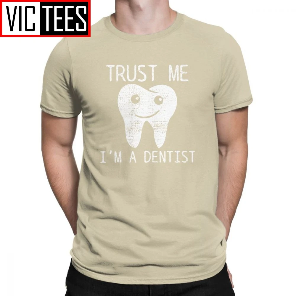 Men T Shirts Dental Hygiene Vintage Teeth Dentist Dentistry Tee Shirt Crewneck Clothing Cotton T-Shirt Plus Size - Цвет: Хаки