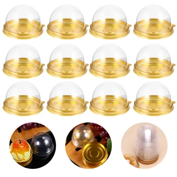 

200pcs Round Shape Mid-Autumn Festival Moon Cake Tray Dessert Box Golden Bottom