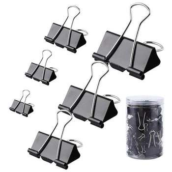 

130 Pcs Assorted Sizes Binder Clips Big Paper Clamps Metal Fold Back Clips for Office School and Home Supplies, Black
