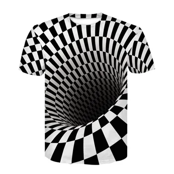 

ZHIJING 3D Printed Men Women's Short-sleeved Clothes Couples Camouflage Dizziness T-shirt Tops