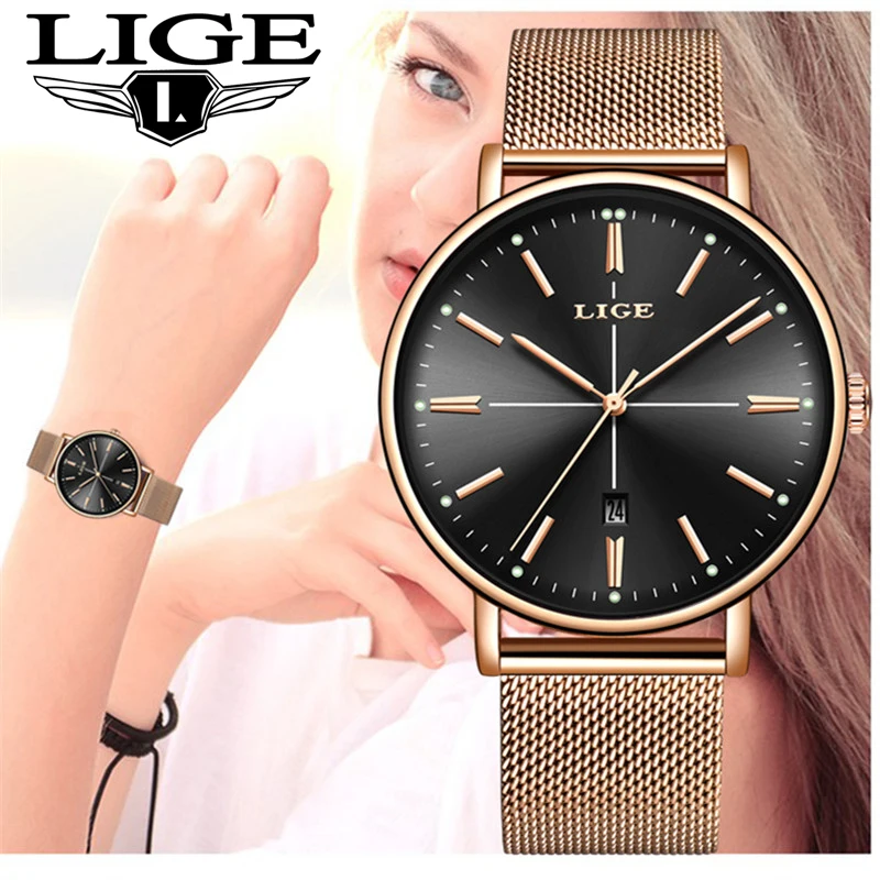

LIGE NEW Brand Women Watch Ladies Quartz Watches Lady Wristwatch Stainless Steel Elegant Watch Relogio Feminino Montre Femme