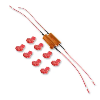 

2Pcs 50W Load Resistors+8 Clips For LED Turn Signal Light DC12V Golden