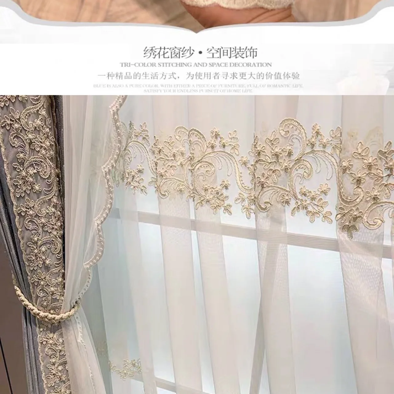 Free return High-quality Modern beautiful European Style Luxury Blue Blackout Curtains for  Living Room Bedroom customize