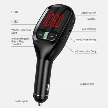 

G11S Universal Bluetooth FM Transmitter Hands-free MP3 Player Dual USB Charger DIGITAL PLL Phase-Locked Loop Technology