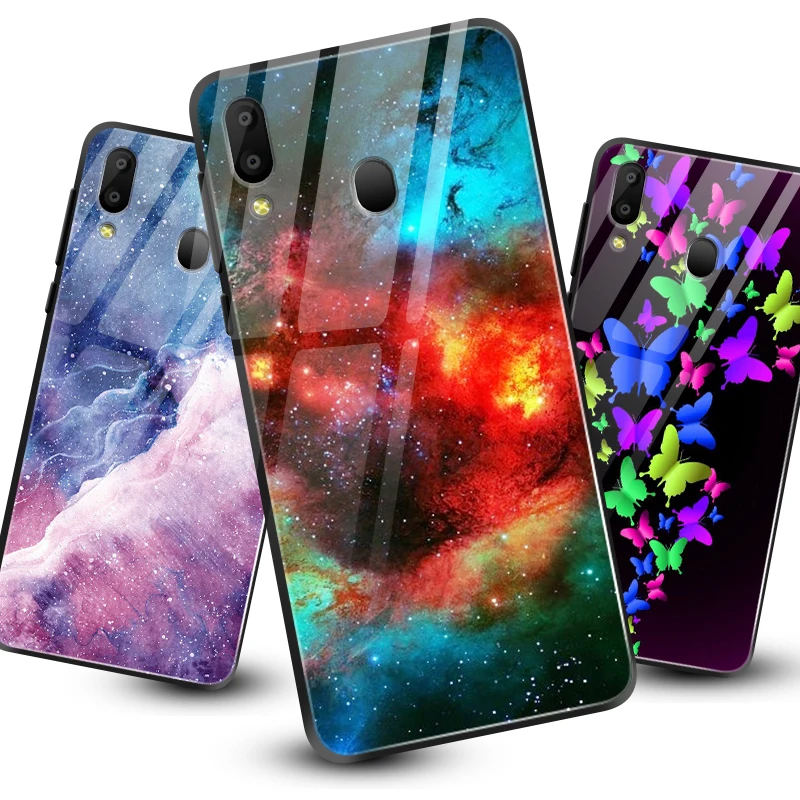 

For Samsung Galaxy A10 A20 A30 A40 A50 A6S A70 A8S A80 A90 Tempered Glass Cover J4Plus M10 M20 M30 Note9 Design Bloom Phone Case