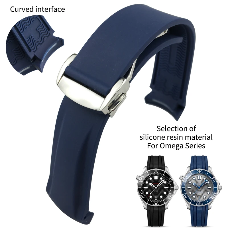 18mm 19mm 20mm 21mm 22mm Rubber Silicone Watch Bands For Omega Seamaster 300 speedmaster Strap Brand Watchband blue black orange 1