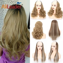 Alileader, 230 г, термостойкий синтетический парик с эффектом омбре, u-образная часть/u-образный парик, 50-60 см, синий, черный, натуральные волосы на заколках, Ins, секретное наращивание