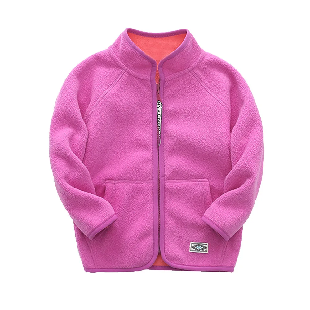 Пальто для маленьких мальчиков Детские флисовые куртки для девочек Осенняя теплая детская верхняя одежда с длинными рукавами куртка для мальчиков От 2 до 14 лет - Цвет: purple