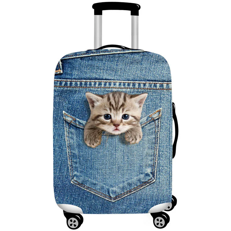 Juste de valise élastique chat 3D, housses de protection de bagages, 18-32  , housse de coffre à roulettes, housse anti-poussière, accessoires de  voyage - AliExpress
