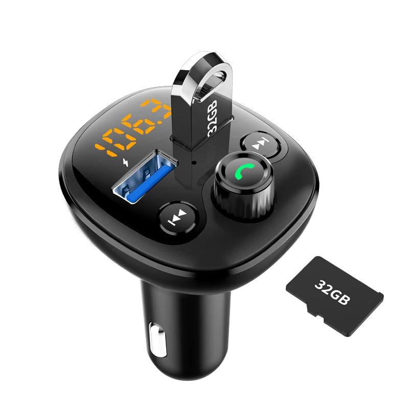 

QC 3.0Fast Car Charger Bluetooth Dual USB Mobile Car Phone Charger Fm Transmitter Fast Charging MP3 TF Card Music Car Kit player
