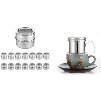 

Percolator Stainless Steel Vietnamese Coffee Drip Filters & netic Spice Jar with A Strong Transparent Top Cover