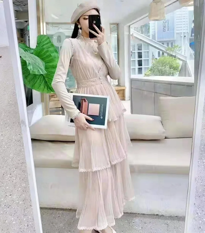 Высокое качество, новинка, Весенняя мода, вечерние, Vestido, для женщин, стоячий ворот, сексуальный тюль, сетка, кружево, пэчворк, Платье макси с длинным рукавом