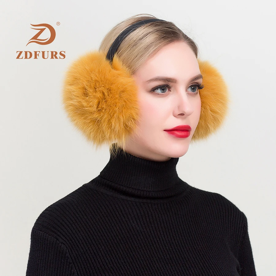 Женские теплые наушники ZDFURS * зимние из натуральной лисы ультраяркие женские с
