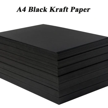 A4 czarny papier pakowy papier DIY handmade tworzenie kartek papier typu Kraft grubej tektury karton 180g 230g 300g 400g 20 50 sztuk wysokiej jakości tanie i dobre opinie OLOEY