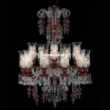 Современная декоративная хрустальная люстра, люстры для гостиной, красные прозрачные подвески и люстры, домашнее освещение, внутреннее освещение