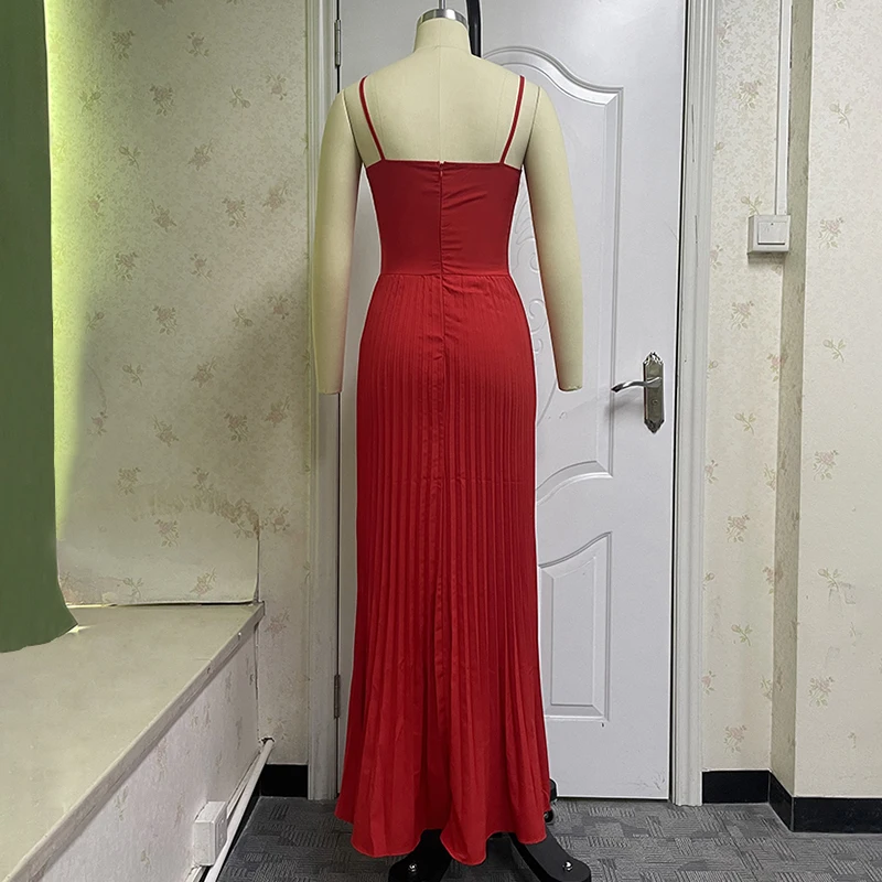 Wefads New Summer Bandage Dress Women's Sexy Pleated Strap Club Celebrity Evening Party Long Dresses