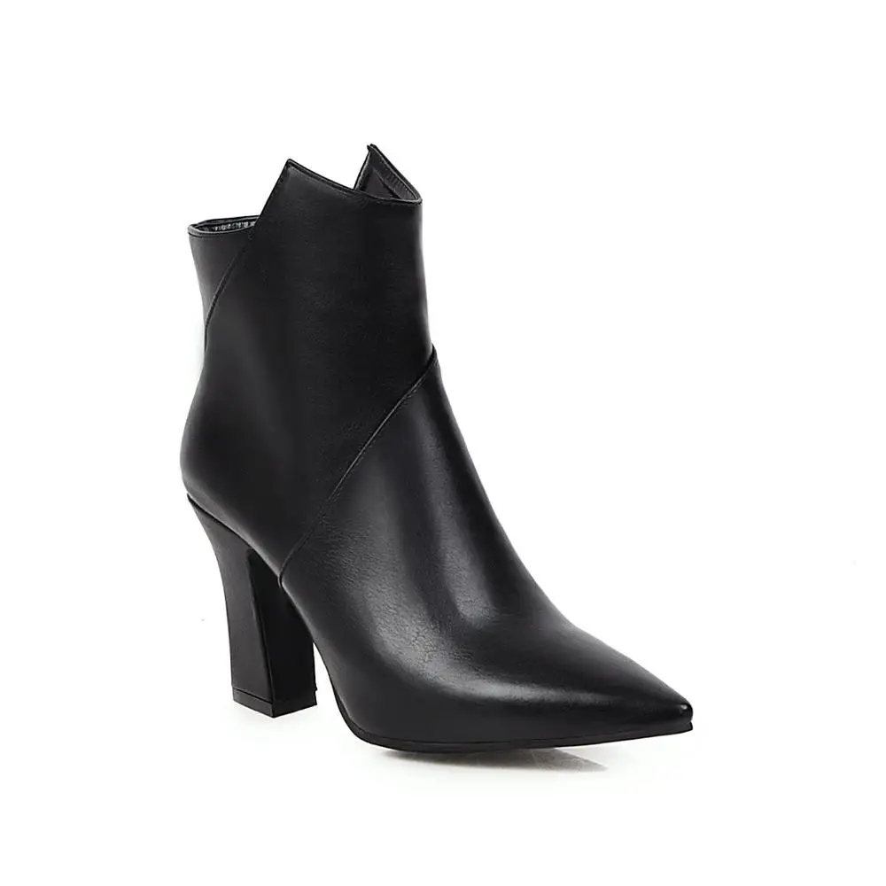 

Shoes High Heel Boots Winter Women Bootee Woman 2019 Booties Ladies Luxury Designer Zipper Heels Pointy Ankle Rubber Chunky