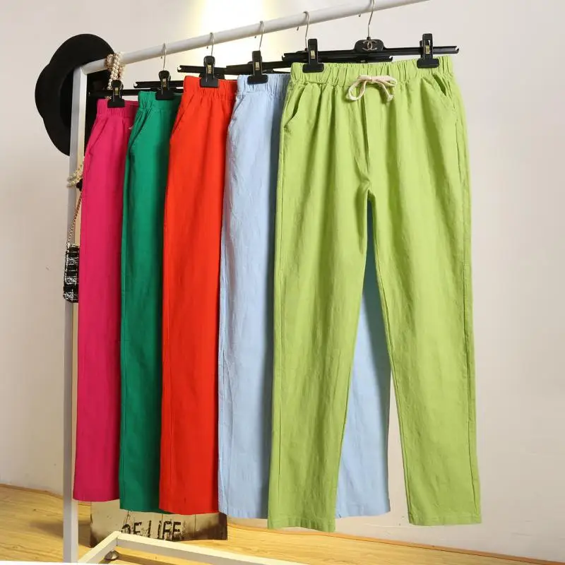 Cotton Linen Pants for Women Trousers Loose Casual Solid Color Women Harem Pants Plus Size Women's Summer pants & capris set Cotton Linen Pants for Women Trousers Loose Casual Solid Color Women Harem Pants Plus Size Women's Summer pants & capris set