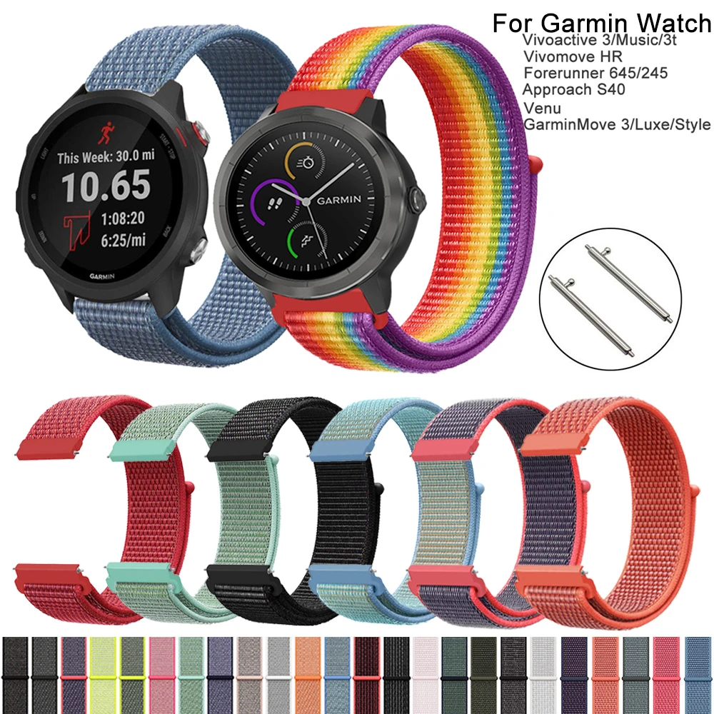 Ремешок для часов Garmin Vivoactive3/Vivomove HR/Forerunner 645 20 мм нейлоновый смарт браслет Vivoactive 3