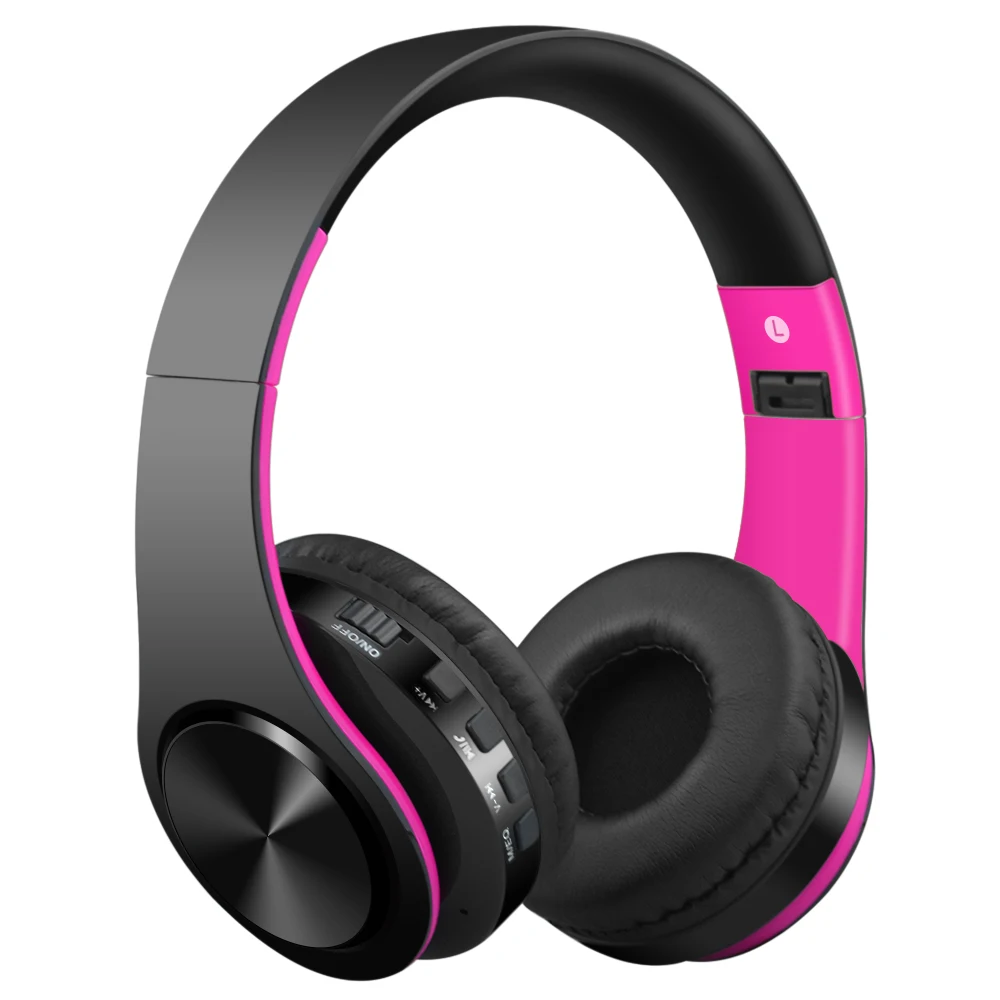 black pink Беспроводные наушники Bluetooth 5,0, гарнитура, Складные стерео наушники, игровые наушники, стерео наушники с микрофоном для ПК, всех мобильных телефонов, Mp3 - Цвет: black pink