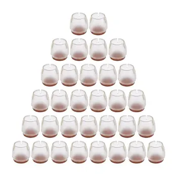 

Transparent Silicone Chair Leg Caps Felt Pads Furniture Pad Chair Leg Floor Protectors (Pack of 32, Round 25mm—29mm)