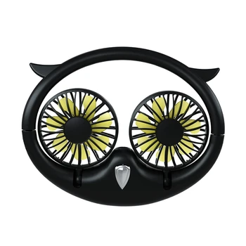

EAS-360 ° Rotating Owl Neck Fan, Portable USB Folding Dual Fan Desktop Fan Air Cooler for Office Travel Running (Black)