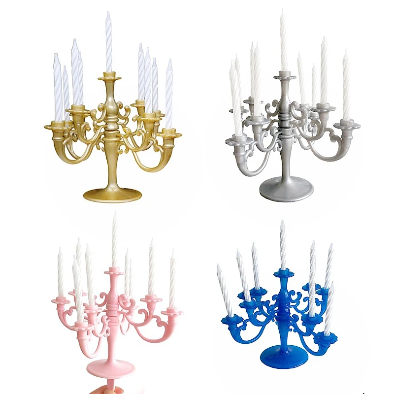 

Retro Light Candle Holders Candlestick Cake Topper picks Happy Birthday Party gift cakes Decorations Supplies wedding decorative