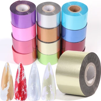 

120m/Roll Nail Foil Holographic Matte Silver Gold Transfer Decals Slider Polish Ultrathin Sticker Design Manicure Decor LY1912-1